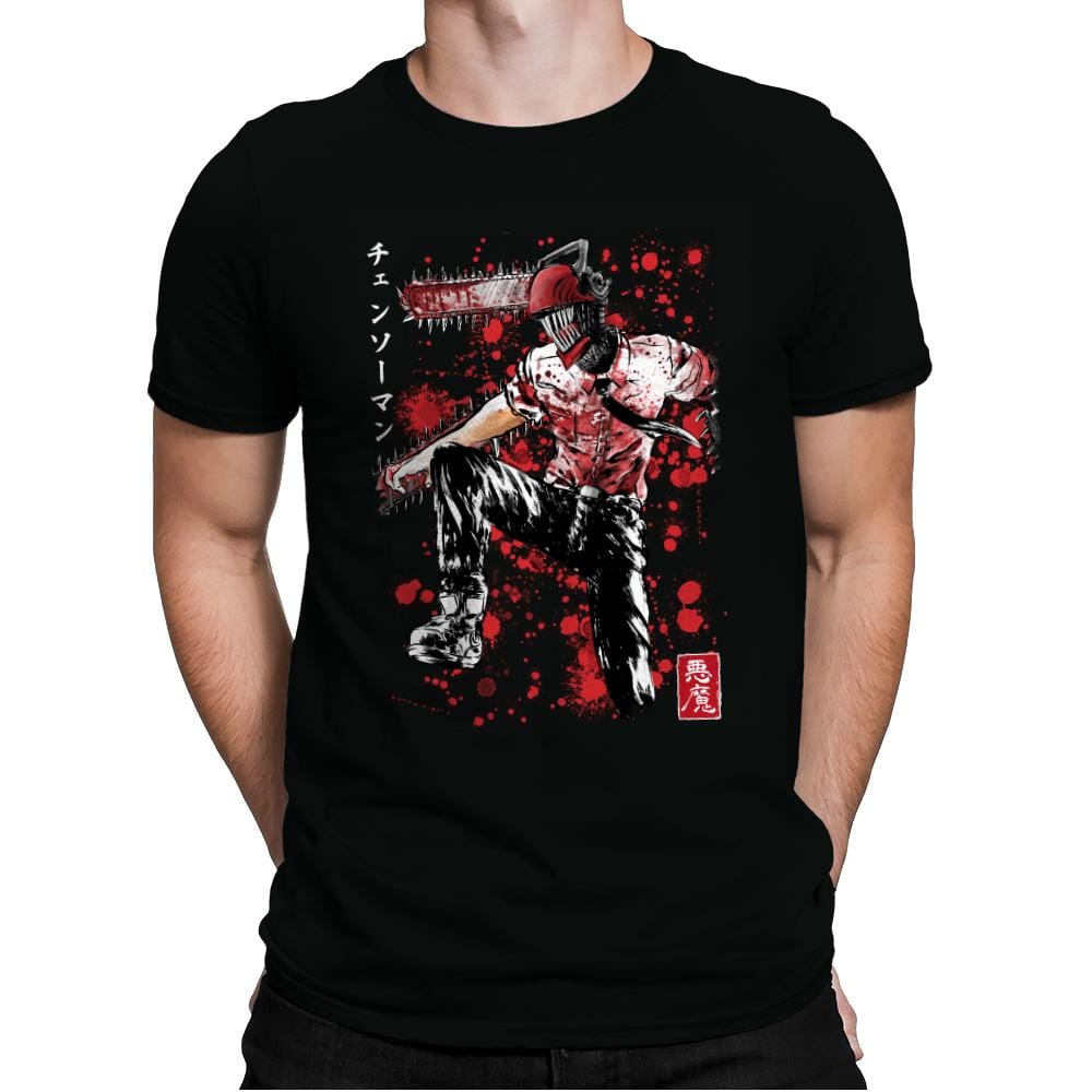 ChainsawMan Sumi-e - Mens Premium T-Shirts RIPT Apparel Small / Black