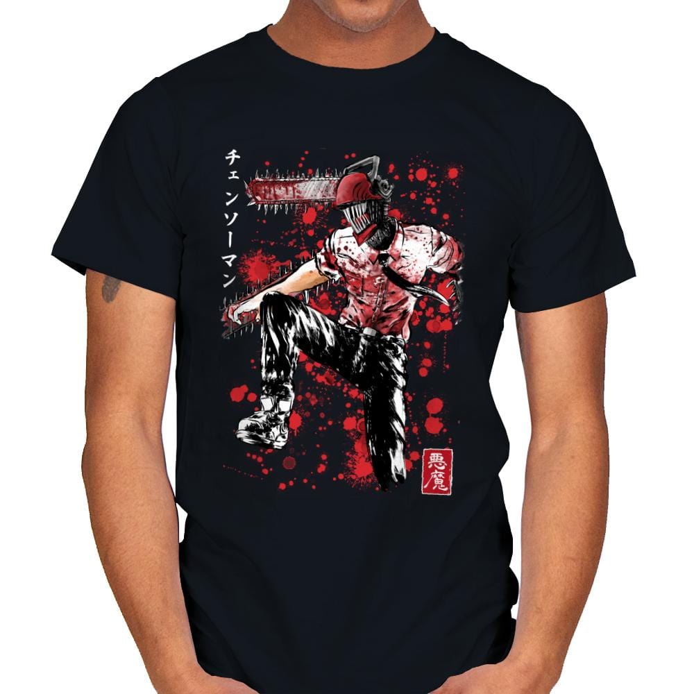 ChainsawMan Sumi-e - Mens T-Shirts RIPT Apparel Small / Black