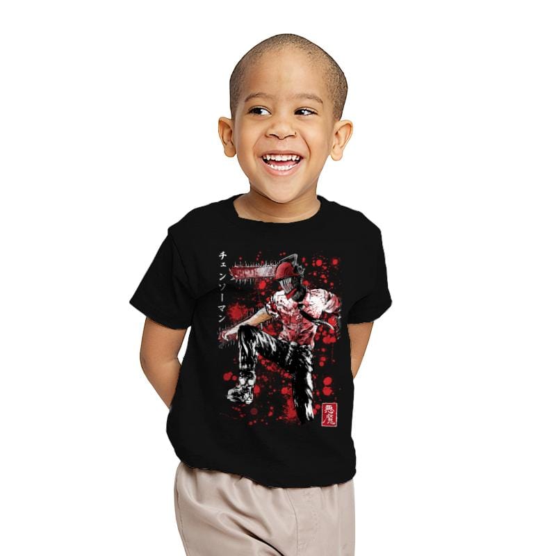 ChainsawMan Sumi-e - Youth T-Shirts RIPT Apparel X-small / Black