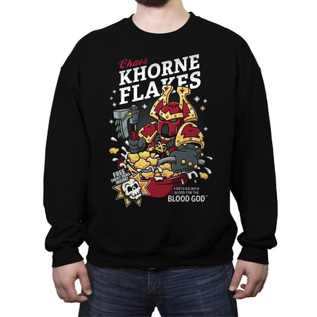 Chaos Khorne Flakes - Crew Neck Sweatshirt Crew Neck Sweatshirt RIPT Apparel Small / Black