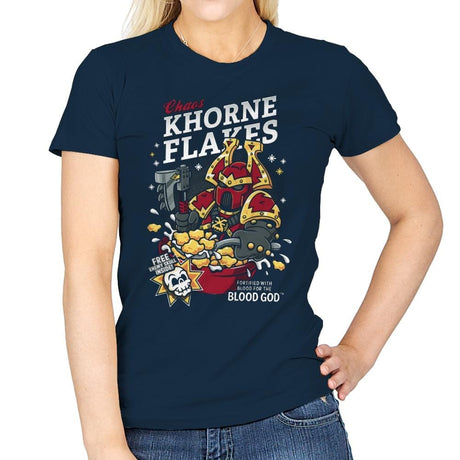Chaos Khorne Flakes - Womens T-Shirts RIPT Apparel Small / Navy