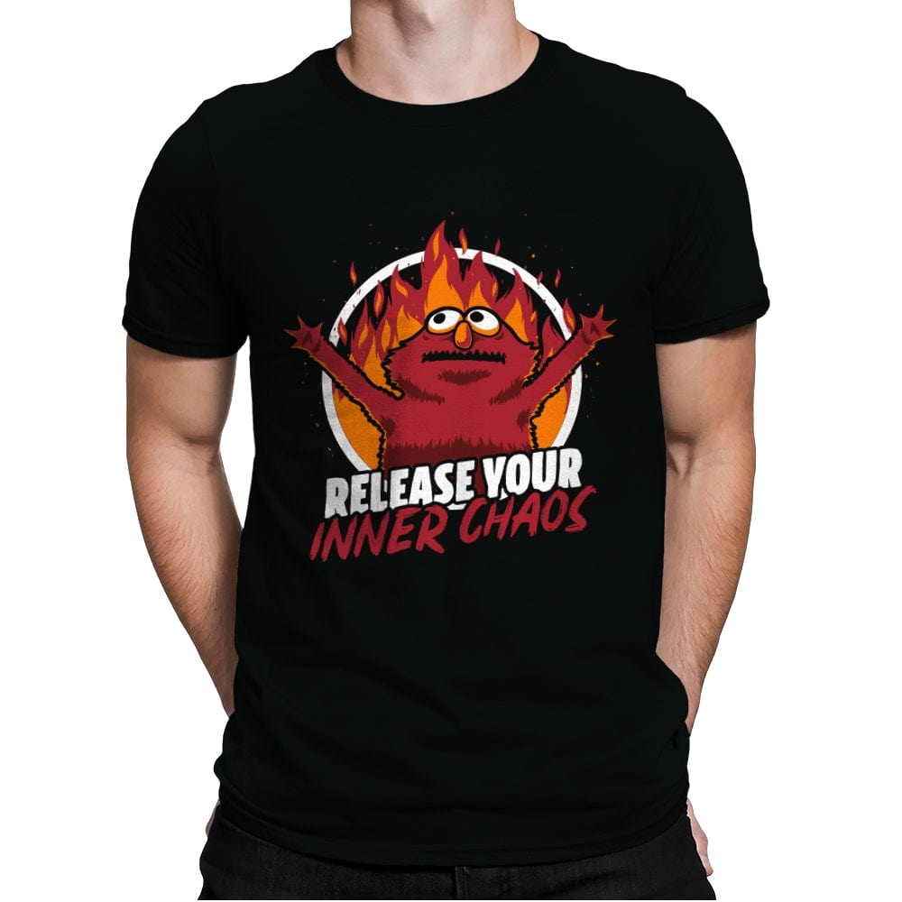 Chaos Puppet Fire - Mens Premium T-Shirts RIPT Apparel Small / Black