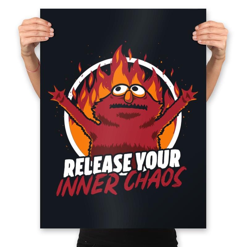 Chaos Puppet Fire - Prints Posters RIPT Apparel 18x24 / Black