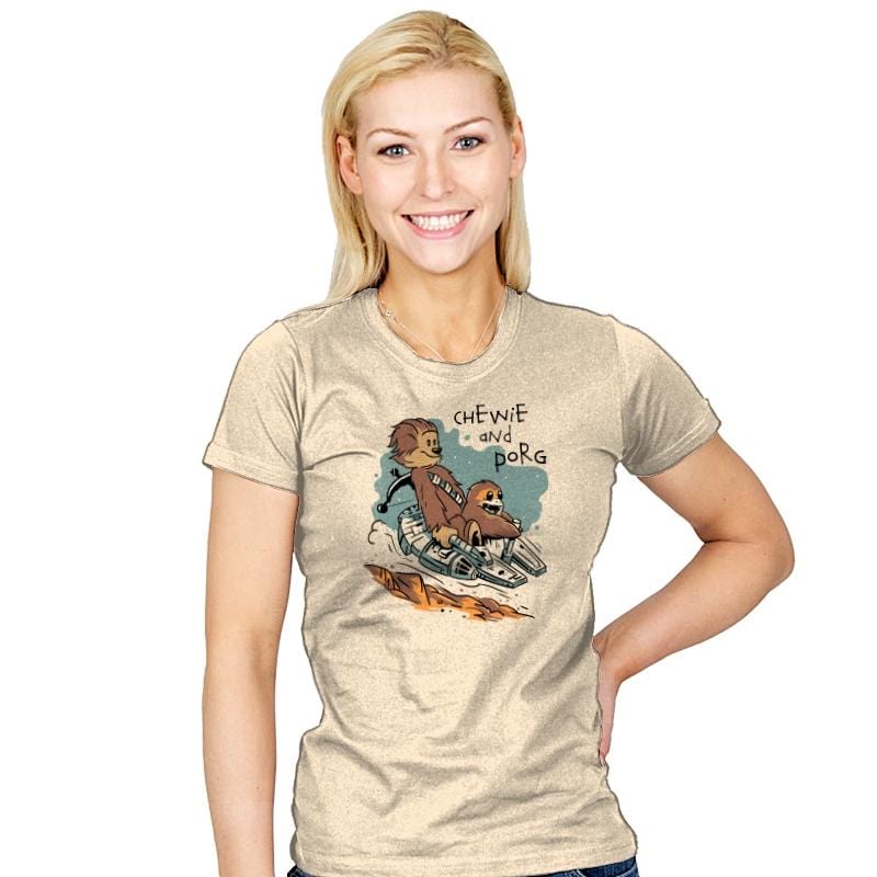 Chewie and Porg - Womens T-Shirts RIPT Apparel Small / Natural