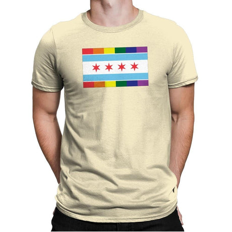 Chicago Rainbow Pride Flag - Pride - Mens Premium T-Shirts RIPT Apparel Small / Natural