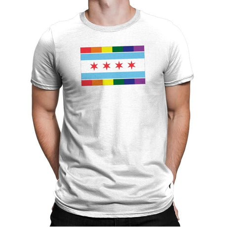 Chicago Rainbow Pride Flag - Pride - Mens Premium T-Shirts RIPT Apparel Small / White