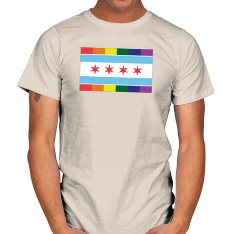 Chicago Rainbow Pride Flag - Pride - Mens T-Shirts RIPT Apparel Small / Natural