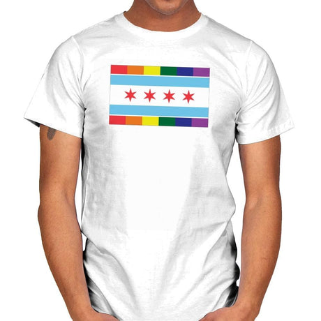 Chicago Rainbow Pride Flag - Pride - Mens T-Shirts RIPT Apparel Small / White