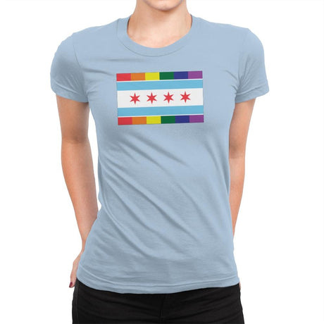 Chicago Rainbow Pride Flag - Pride - Womens Premium T-Shirts RIPT Apparel Small / Cancun
