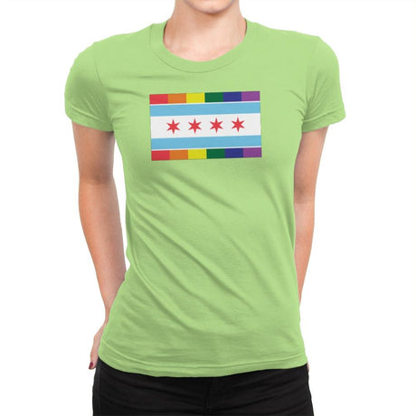 Chicago Rainbow Pride Flag - Pride - Womens Premium T-Shirts RIPT Apparel Small / Mint