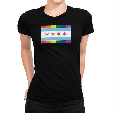 Chicago Rainbow Pride Flag - Pride - Womens Premium T-Shirts RIPT Apparel Small / Natural