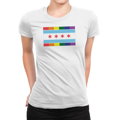Chicago Rainbow Pride Flag - Pride - Womens Premium T-Shirts RIPT Apparel Small / White