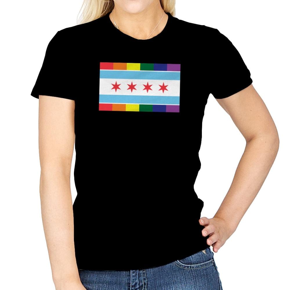 Chicago Rainbow Pride Flag - Pride - Womens T-Shirts RIPT Apparel
