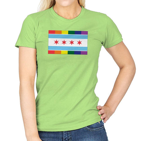 Chicago Rainbow Pride Flag - Pride - Womens T-Shirts RIPT Apparel Small / Mint Green