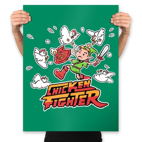 Chicken Fighter - Prints Posters RIPT Apparel 18x24 / Kelly