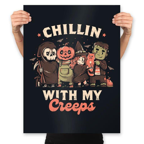 Chilling With My Creeps - Prints Posters RIPT Apparel 18x24 / Black