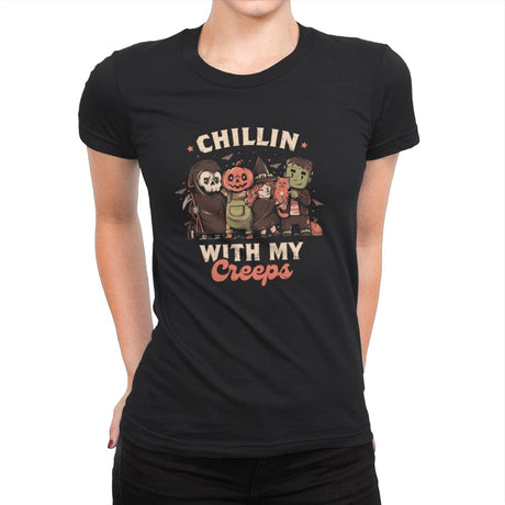 Chilling With My Creeps - Womens Premium T-Shirts RIPT Apparel Small / Black