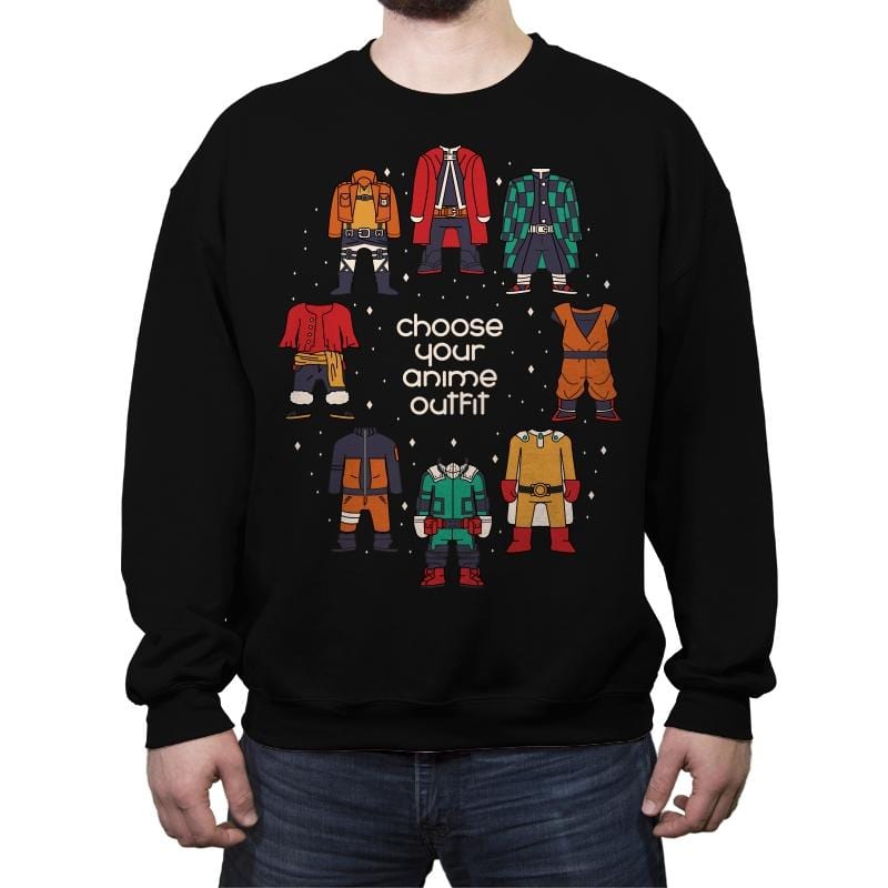 Choose Your Anime Outfit - Crew Neck Sweatshirt Crew Neck Sweatshirt RIPT Apparel Small / Black