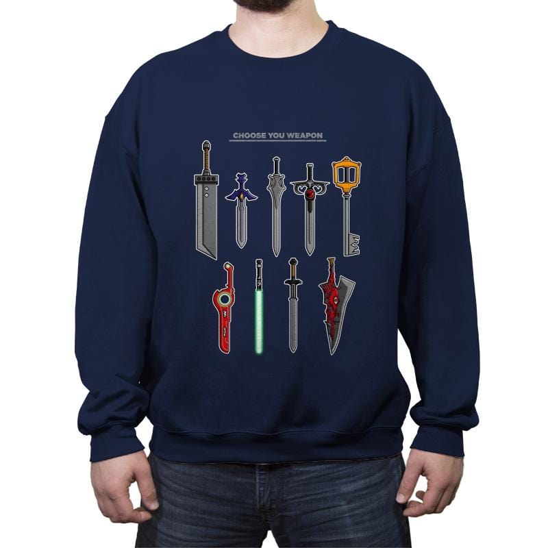 Choose Your Weapons - Crew Neck Sweatshirt Crew Neck Sweatshirt RIPT Apparel Small / Navy