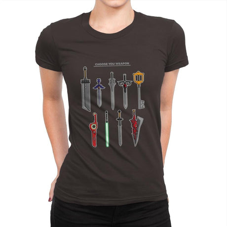 Choose Your Weapons - Womens Premium T-Shirts RIPT Apparel Small / Dark Chocolate