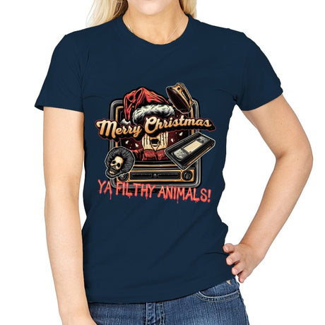 Christmas Animals - Womens T-Shirts RIPT Apparel Small / Navy