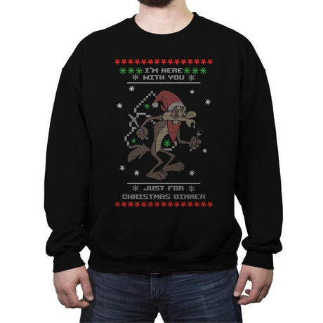 Christmas Dinner - Ugly Holiday - Crew Neck Sweatshirt Crew Neck Sweatshirt RIPT Apparel Small / Black