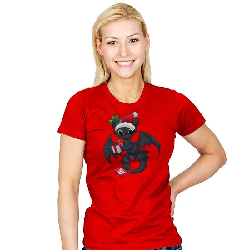 Christmas Dragon - Womens T-Shirts RIPT Apparel
