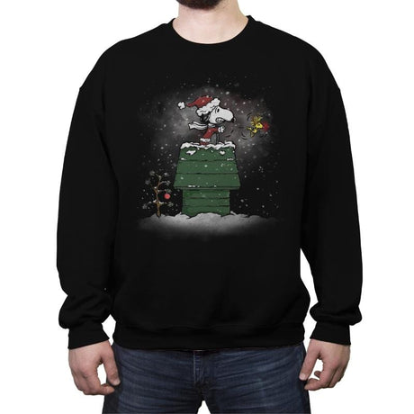 Christmas Eve Flying Ace - Crew Neck Sweatshirt Crew Neck Sweatshirt RIPT Apparel Small / Black