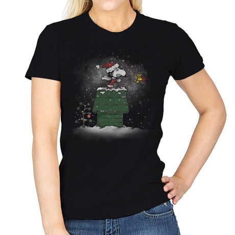 Christmas Eve Flying Ace - Womens T-Shirts RIPT Apparel Small / Black