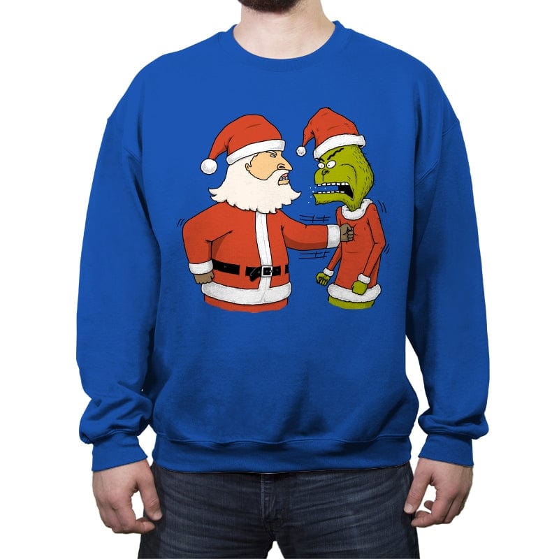 Christmas Fight - Crew Neck Sweatshirt Crew Neck Sweatshirt RIPT Apparel Small / Royal