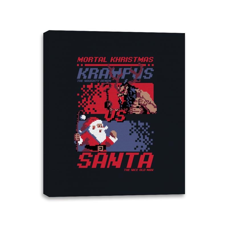 Christmas Fight - Pixel Santa vs Krampus - Shirt Club - Canvas Wraps Canvas Wraps RIPT Apparel 11x14 / Black