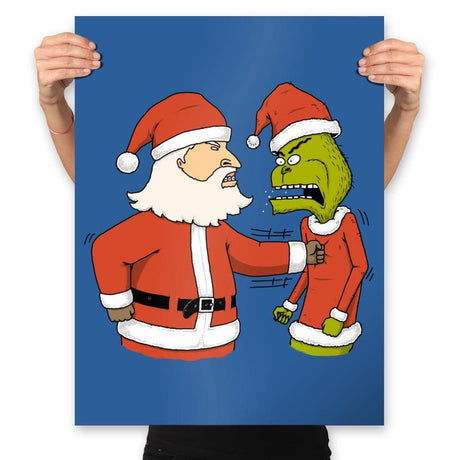 Christmas Fight - Prints Posters RIPT Apparel 18x24 / Royal