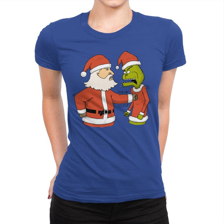 Christmas Fight - Womens Premium T-Shirts RIPT Apparel Small / Royal