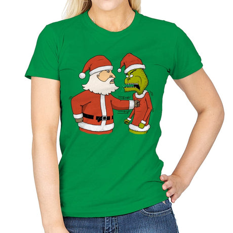Christmas Fight - Womens T-Shirts RIPT Apparel Small / Irish Green