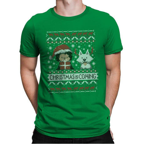 Christmas is Coming - Ugly Holiday - Mens Premium T-Shirts RIPT Apparel Small / Kelly Green