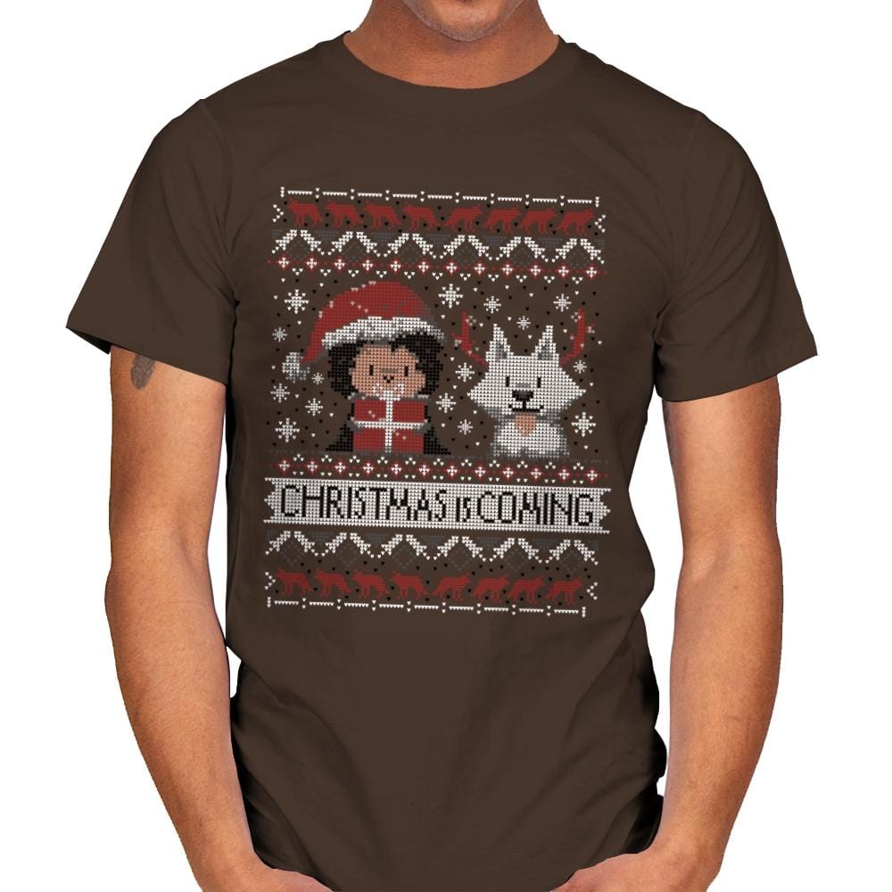 Christmas is Coming - Ugly Holiday - Mens T-Shirts RIPT Apparel Small / Dark Chocolate