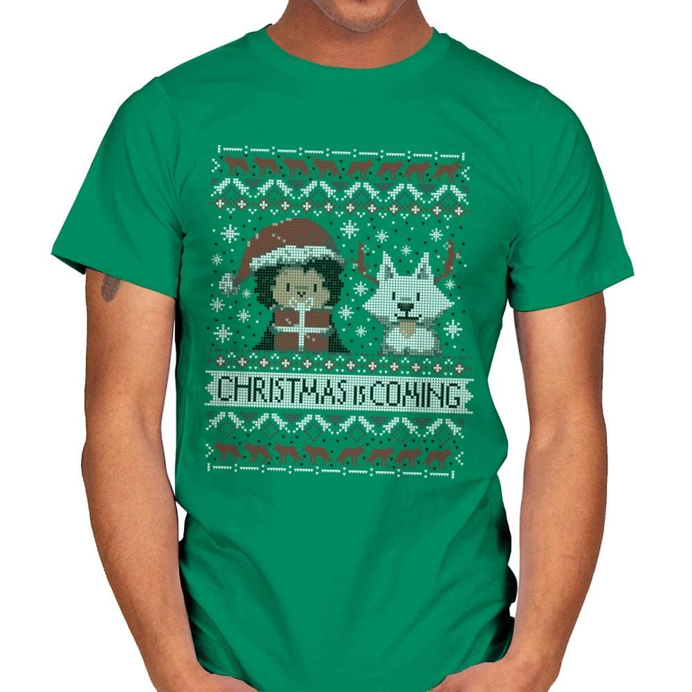 Christmas is Coming - Ugly Holiday - Mens T-Shirts RIPT Apparel Small / Kelly Green