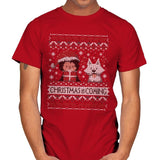 Christmas is Coming - Ugly Holiday - Mens T-Shirts RIPT Apparel Small / Red