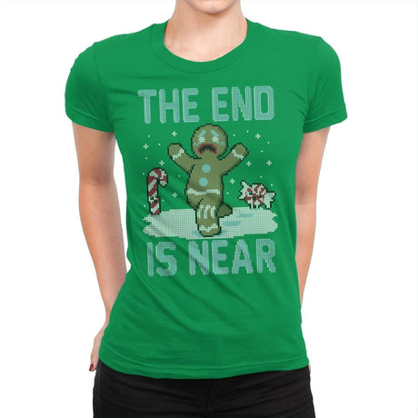 Christmas is Near! - Ugly Holiday - Womens Premium T-Shirts RIPT Apparel Small / Kelly Green