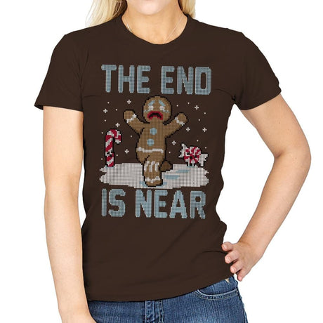 Christmas is Near! - Ugly Holiday - Womens T-Shirts RIPT Apparel Small / Dark Chocolate
