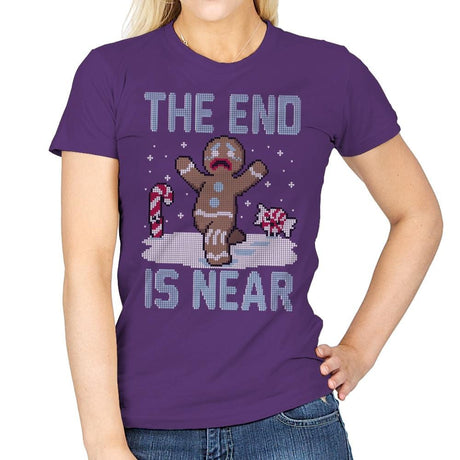 Christmas is Near! - Ugly Holiday - Womens T-Shirts RIPT Apparel Small / Purple