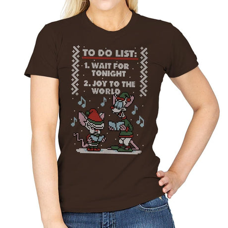 Christmas List! - Ugly Holiday - Womens T-Shirts RIPT Apparel Small / Dark Chocolate