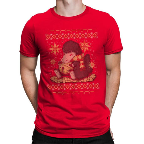Christmas Niffler - Ugly Holiday - Mens Premium T-Shirts RIPT Apparel Small / Red
