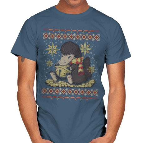 Christmas Niffler - Ugly Holiday - Mens T-Shirts RIPT Apparel Small / Indigo Blue