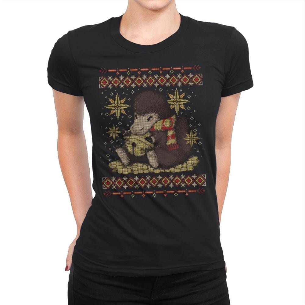 Christmas Niffler - Ugly Holiday - Womens Premium T-Shirts RIPT Apparel Small / Black