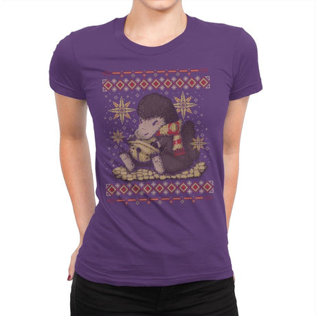 Christmas Niffler - Ugly Holiday - Womens Premium T-Shirts RIPT Apparel Small / Purple Rush