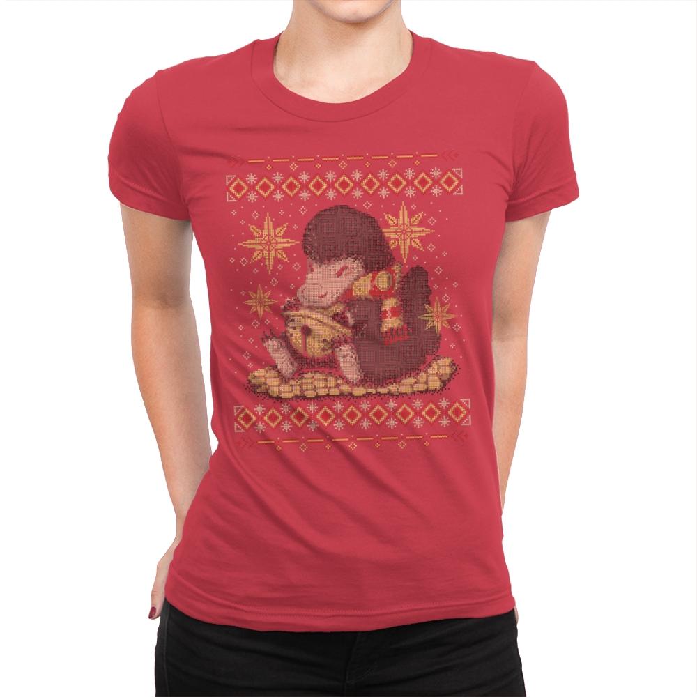 Christmas Niffler - Ugly Holiday - Womens Premium T-Shirts RIPT Apparel Small / Red