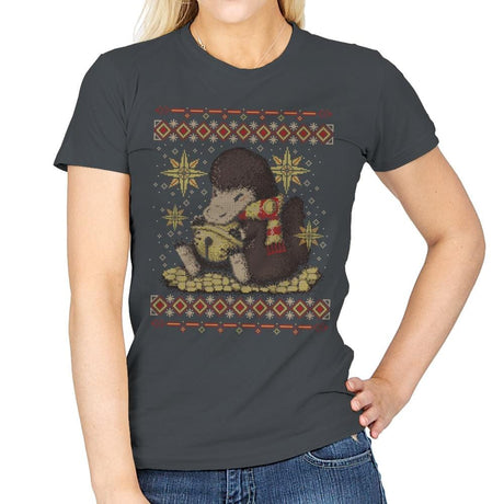 Christmas Niffler - Ugly Holiday - Womens T-Shirts RIPT Apparel Small / Charcoal