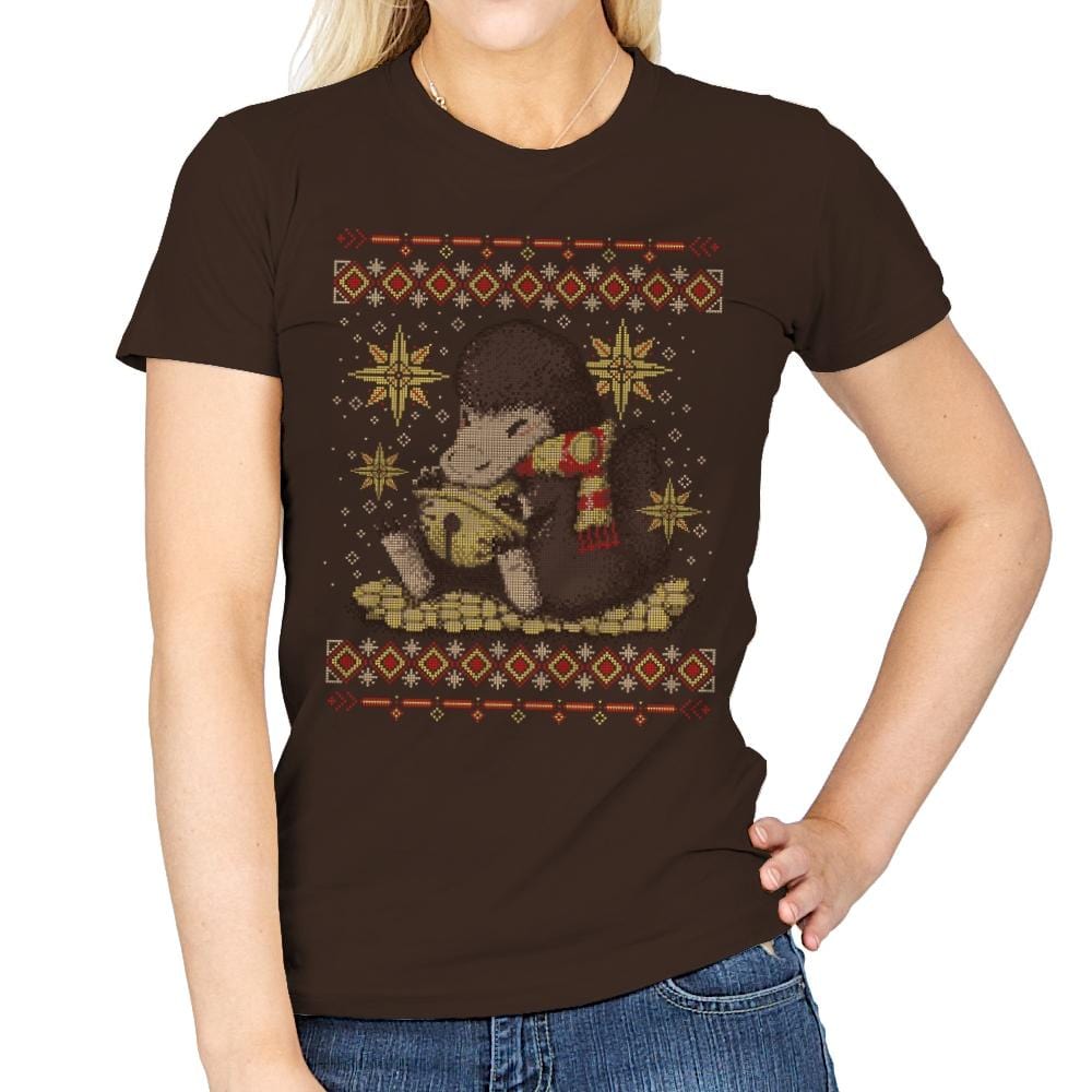 Christmas Niffler - Ugly Holiday - Womens T-Shirts RIPT Apparel Small / Dark Chocolate