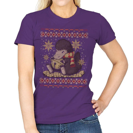 Christmas Niffler - Ugly Holiday - Womens T-Shirts RIPT Apparel Small / Purple